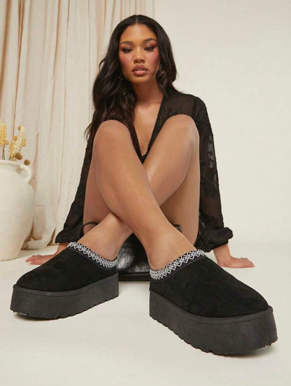 Tazzy Plush Platform Slippers