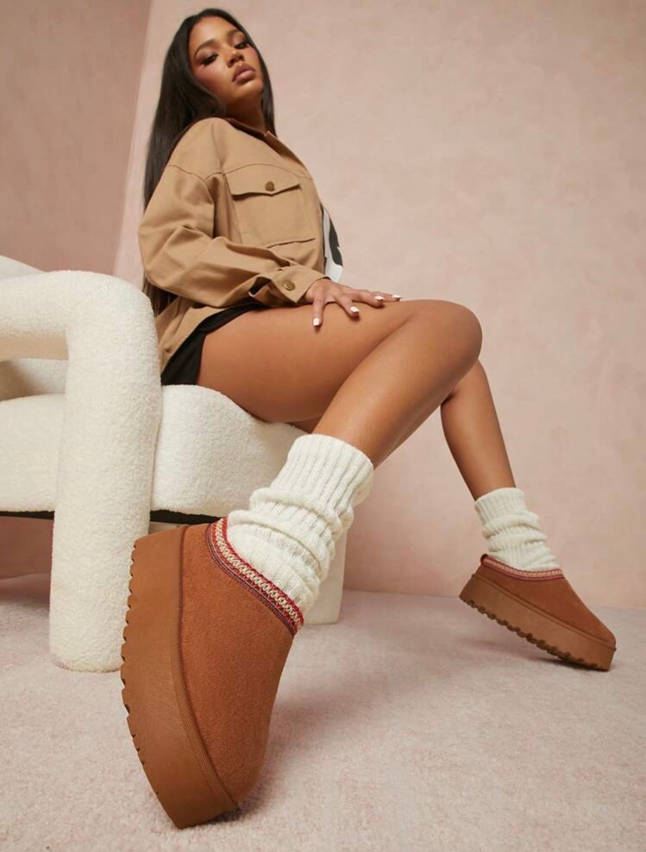 Tazzy Plush Platform Slippers